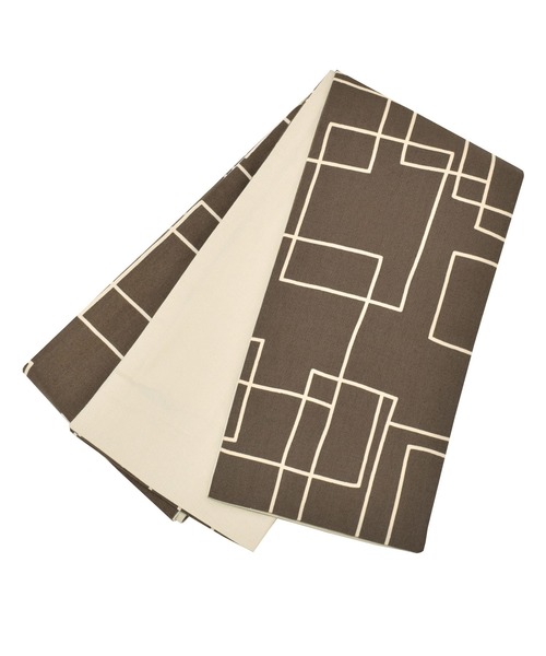 kimonomachi（キモノマチ）の「KIMONOMACHI オリジナル 木綿半幅帯 単品 木綿帯 日本製（和装小物・レディース・ベージュ/チャコール/ブラック×ホワイト/ダークネイビー・ONESIZE）」の6枚目の写真