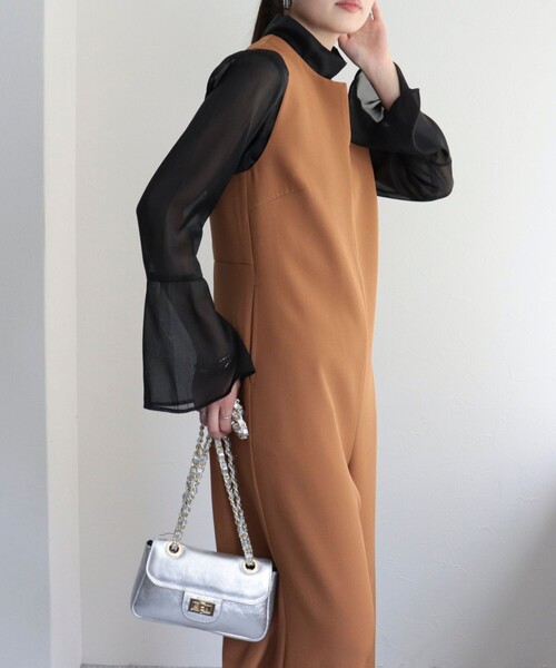 fredy emue(フレディエミュ)の「【オケージョン対応】ダブルクロスオールインワン(つなぎ/オールインワン・レディース・ブラウン/ブラック/キャメル・36/38)」の11枚目の写真