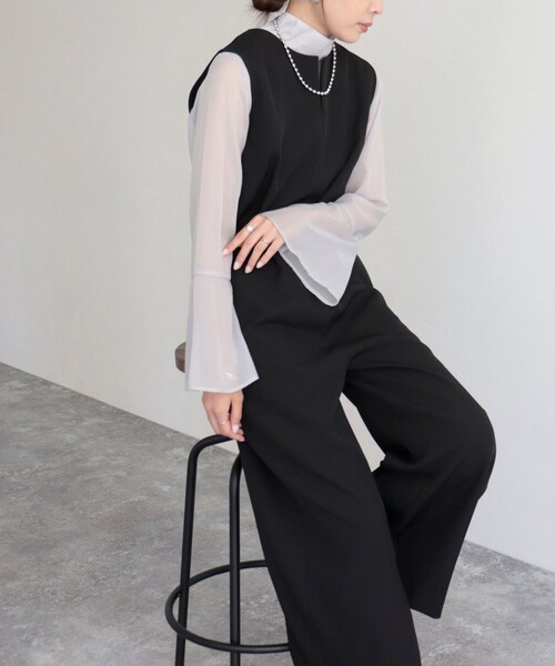 fredy emue(フレディエミュ)の「【オケージョン対応】ダブルクロスオールインワン(つなぎ/オールインワン・レディース・ブラウン/ブラック/キャメル・36/38)」の18枚目の写真