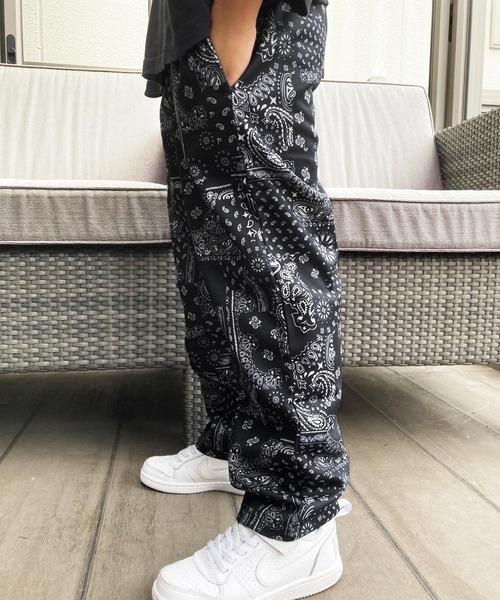 セール】2本ライン / ペイズリー柄シェフパンツ（スウェット