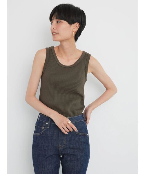 AMERICAN HOLIC（アメリカンホリック）の「抗菌防臭針抜きリブタンクトップ（インナーウェア/肌着・レディース・カーキ/アイボリー/ブラック・L/M）」の19枚目の写真