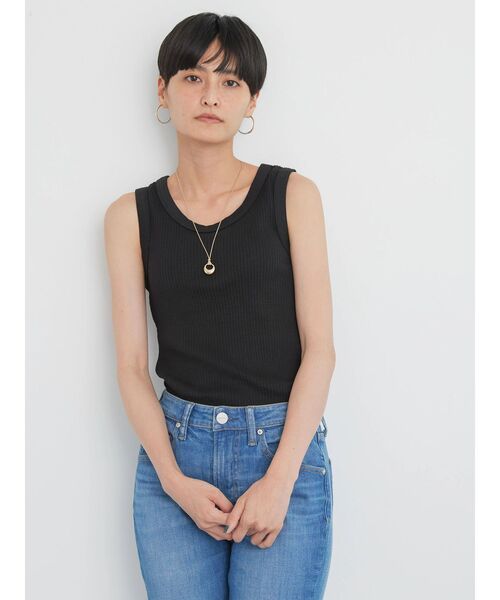 AMERICAN HOLIC（アメリカンホリック）の「抗菌防臭針抜きリブタンクトップ（インナーウェア/肌着・レディース・カーキ/アイボリー/ブラック・L/M）」の6枚目の写真