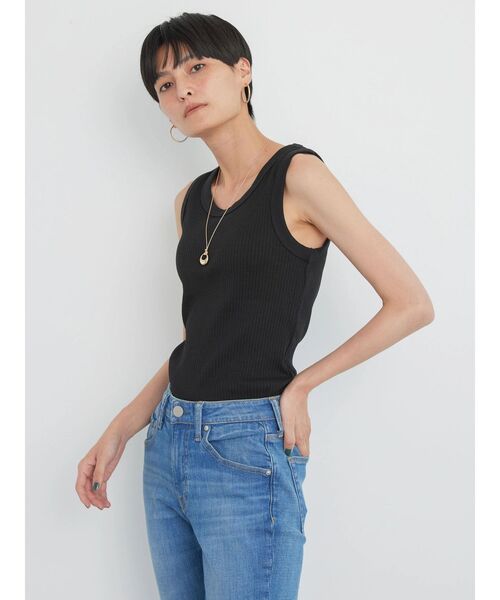AMERICAN HOLIC（アメリカンホリック）の「抗菌防臭針抜きリブタンクトップ（インナーウェア/肌着・レディース・カーキ/アイボリー/ブラック・L/M）」の10枚目の写真
