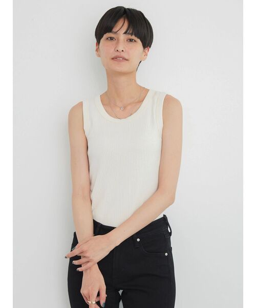 AMERICAN HOLIC（アメリカンホリック）の「抗菌防臭針抜きリブタンクトップ（インナーウェア/肌着・レディース・カーキ/アイボリー/ブラック・L/M）」の5枚目の写真