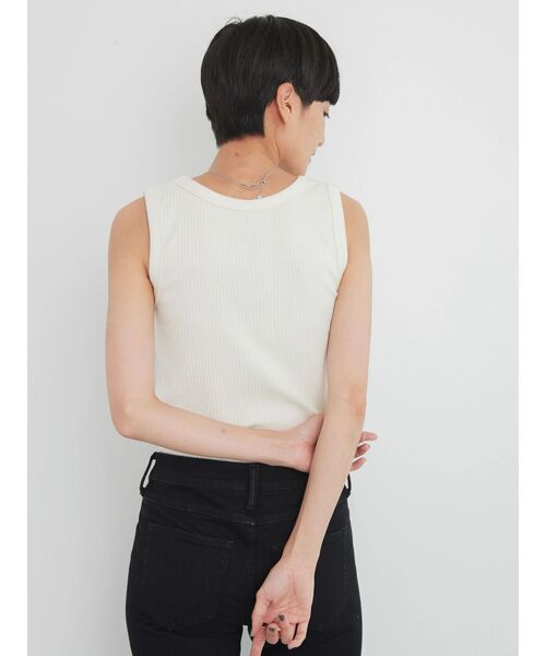 AMERICAN HOLIC（アメリカンホリック）の「抗菌防臭針抜きリブタンクトップ（インナーウェア/肌着・レディース・カーキ/アイボリー/ブラック・L/M）」の9枚目の写真
