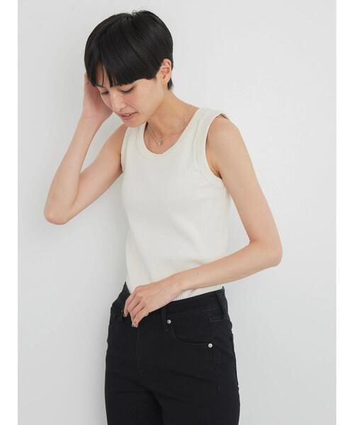 AMERICAN HOLIC（アメリカンホリック）の「抗菌防臭針抜きリブタンクトップ（インナーウェア/肌着・レディース・カーキ/アイボリー/ブラック・L/M）」の15枚目の写真