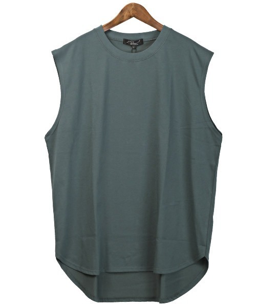 LUXSTYLE（ラグスタイル）の「シルケットライクノースリーブ（Tシャツ/カットソー・メンズ・ホワイト/ブラック/グリーン・L/M/XL）」の11枚目の写真