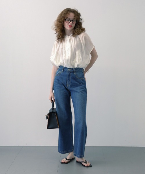 saloon(サルーン)の「SALOON(サルーン)/《再入荷・新色登場》ワイドデニム【手洗い可】(デニムパンツ・レディース・ブラック/ライトブルー/ブルー/ホワイト/ベージュ・X-SMALL/MEDIUM/SMALL)」の5枚目の写真