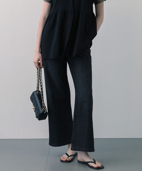 saloon(サルーン)の「SALOON(サルーン)/《再入荷・新色登場》ワイドデニム【手洗い可】(デニムパンツ・レディース・ブラック/ライトブルー/ブルー/ホワイト/ベージュ・X-SMALL/MEDIUM/SMALL)」の7枚目の写真