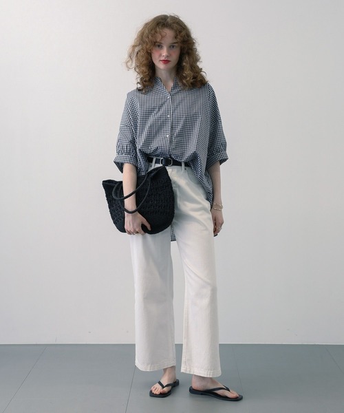 saloon(サルーン)の「SALOON(サルーン)/《再入荷・新色登場》ワイドデニム【手洗い可】(デニムパンツ・レディース・ブラック/ライトブルー/ブルー/ホワイト/ベージュ・X-SMALL/MEDIUM/SMALL)」の6枚目の写真