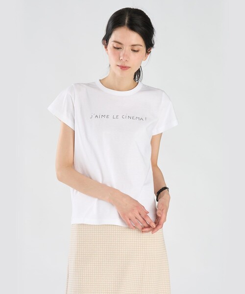 agnes b.(アニエスベー)の「メッセージ プリント コットン 半袖 Tシャツ "J'aime le cinema!"(Tシャツ/カットソー・レディース・ホワイト・2/1/3)」の3枚目の写真