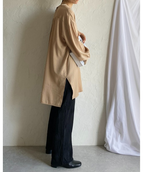 She's Closet（シーズクローゼット）の「ウェーブ波柄ワイドストレートロングプリーツパンツ（その他パンツ・レディース・グレイッシュベージュ/チャコール/ブラック・FREE）」の17枚目の写真