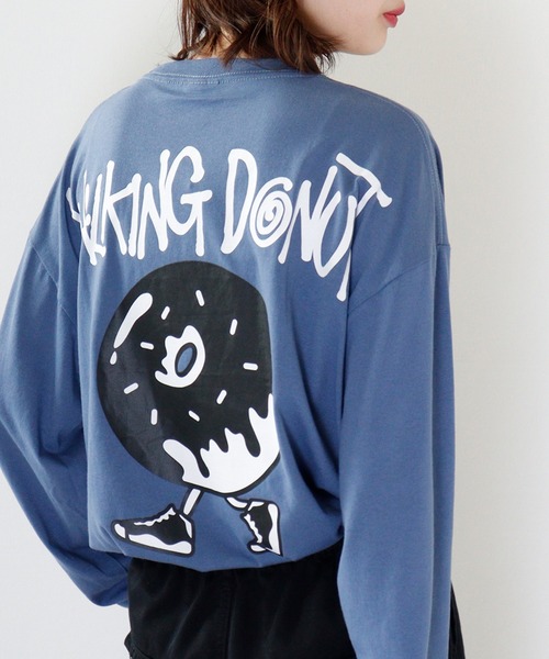 FUNALIVE（ファンアライブ）の「WALKING DONUT　刺繍＆プリント　ロングスリーブTシャツ（Tシャツ/カットソー・メンズ・ホワイト/ブルー/ブラック/ブラック系その他2/杢グレー/グレー/ブルー系その他2/ホワイト系その他2/スミクロ・M/L/LL）」の8枚目の写真