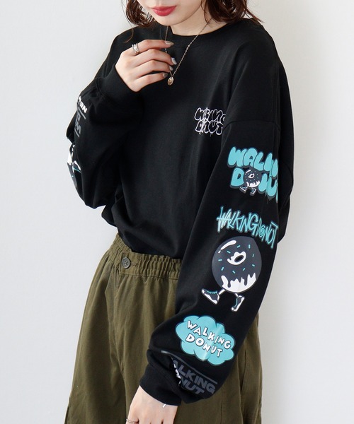 セール】WALKING DONUT 刺繍＆プリント ロングスリーブTシャツ