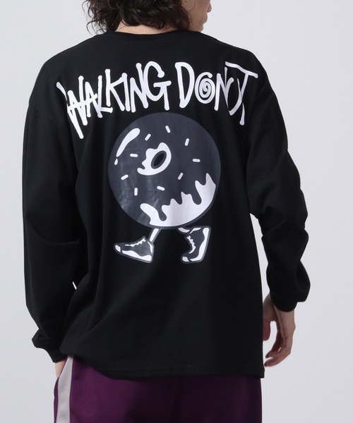 FUNALIVE（ファンアライブ）の「WALKING DONUT　刺繍＆プリント　ロングスリーブTシャツ（Tシャツ/カットソー・メンズ・ホワイト/ブルー/ブラック/ブラック系その他2/杢グレー/グレー/ブルー系その他2/ホワイト系その他2/スミクロ・M/L/LL）」の3枚目の写真