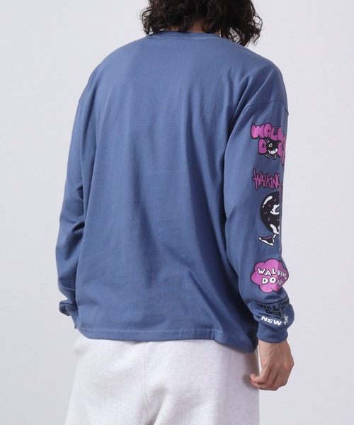 FUNALIVE（ファンアライブ）の「WALKING DONUT　刺繍＆プリント　ロングスリーブTシャツ（Tシャツ/カットソー・メンズ・ホワイト/ブルー/ブラック/ブラック系その他2/杢グレー/グレー/ブルー系その他2/ホワイト系その他2/スミクロ・M/L/LL）」の10枚目の写真