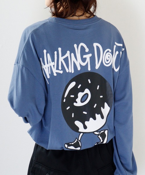FUNALIVE（ファンアライブ）の「WALKING DONUT　刺繍＆プリント　ロングスリーブTシャツ（Tシャツ/カットソー・メンズ・ホワイト/ブルー/ブラック/ブラック系その他2/杢グレー/グレー/ブルー系その他2/ホワイト系その他2/スミクロ・M/L/LL）」の15枚目の写真