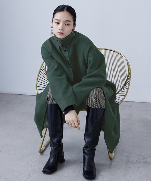 Fashion Letter（ファッションレター）の「ヨークステンカラーコート（ステンカラーコート・レディース・ダークグリーン/モカ/アイボリー/ベージュ・L/M）」の4枚目の写真