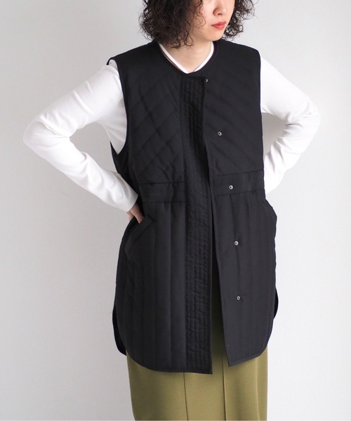 cepo（セポ）の「ドロストキルトベスト（ダウンベスト・レディース・ブラック/ベージュ・M）」の4枚目の写真