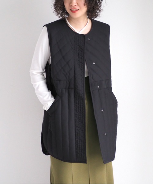 cepo（セポ）の「ドロストキルトベスト（ダウンベスト・レディース・ブラック/ベージュ・M）」の3枚目の写真