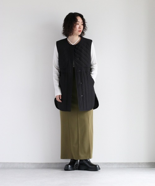 cepo（セポ）の「ドロストキルトベスト（ダウンベスト・レディース・ブラック/ベージュ・M）」の8枚目の写真