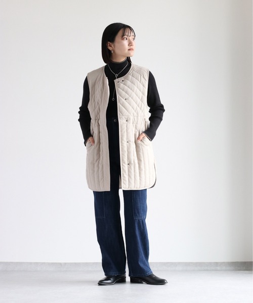 cepo（セポ）の「ドロストキルトベスト（ダウンベスト・レディース・ブラック/ベージュ・M）」の18枚目の写真