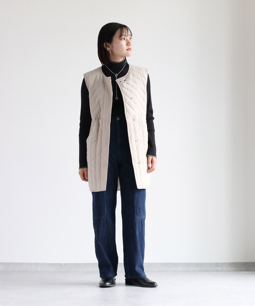 cepo（セポ）の「ドロストキルトベスト（ダウンベスト・レディース・ブラック/ベージュ・M）」の19枚目の写真