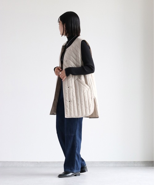 cepo（セポ）の「ドロストキルトベスト（ダウンベスト・レディース・ブラック/ベージュ・M）」の22枚目の写真
