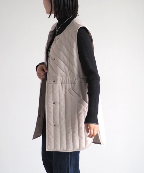 cepo（セポ）の「ドロストキルトベスト（ダウンベスト・レディース・ブラック/ベージュ・M）」の15枚目の写真