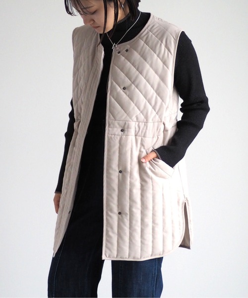 cepo（セポ）の「ドロストキルトベスト（ダウンベスト・レディース・ブラック/ベージュ・M）」の14枚目の写真