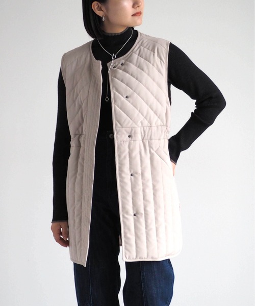 cepo（セポ）の「ドロストキルトベスト（ダウンベスト・レディース・ブラック/ベージュ・M）」の13枚目の写真