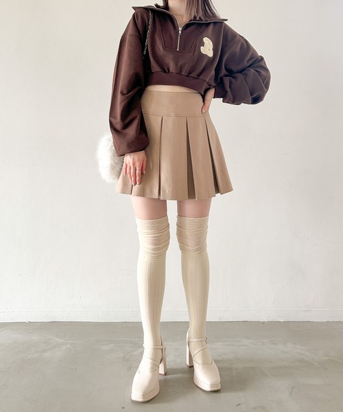 Heather（ヘザー）の「ハーフZIPロゴ裏毛スウェット　973246（スウェット・レディース・ホワイト/ブラウン/グレー・FREE）」の5枚目の写真