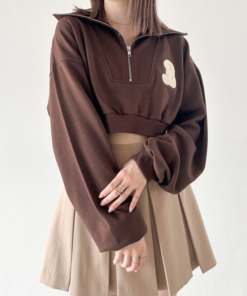 Heather（ヘザー）の「ハーフZIPロゴ裏毛スウェット　973246（スウェット・レディース・ホワイト/ブラウン/グレー・FREE）」の15枚目の写真