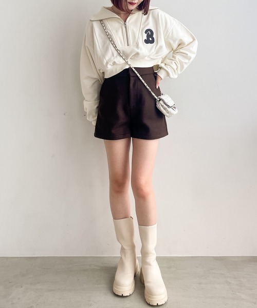 Heather（ヘザー）の「ハーフZIPロゴ裏毛スウェット　973246（スウェット・レディース・ホワイト/ブラウン/グレー・FREE）」の9枚目の写真