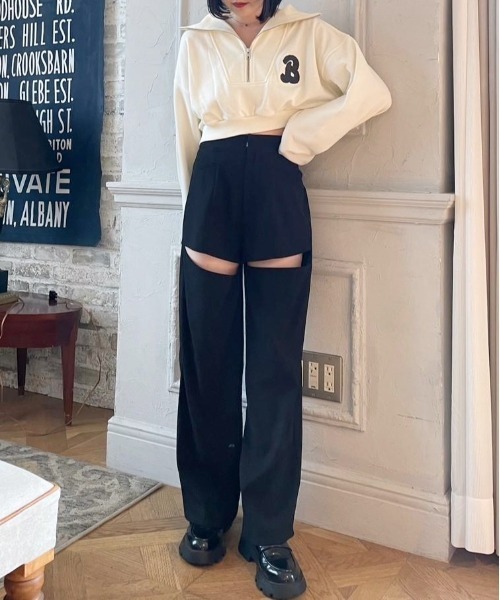 Heather（ヘザー）の「ハーフZIPロゴ裏毛スウェット　973246（スウェット・レディース・ホワイト/ブラウン/グレー・FREE）」の16枚目の写真