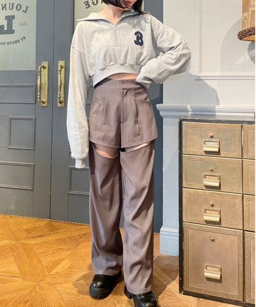 Heather（ヘザー）の「ハーフZIPロゴ裏毛スウェット　973246（スウェット・レディース・ホワイト/ブラウン/グレー・FREE）」の6枚目の写真