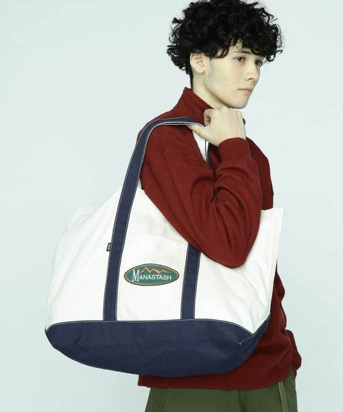 MANASTASH（マナスタッシュ）の「MANASTASH/マナスタッシュ/MANA HEMP TOTE LARGE（トートバッグ・メンズ・グリーン/レッド/ネイビー・F）」の3枚目の写真