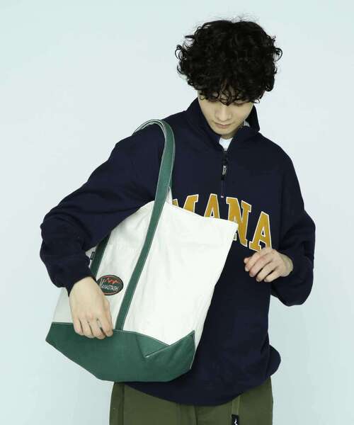 MANASTASH（マナスタッシュ）の「MANASTASH/マナスタッシュ/MANA HEMP TOTE LARGE（トートバッグ・メンズ・グリーン/レッド/ネイビー・F）」の2枚目の写真