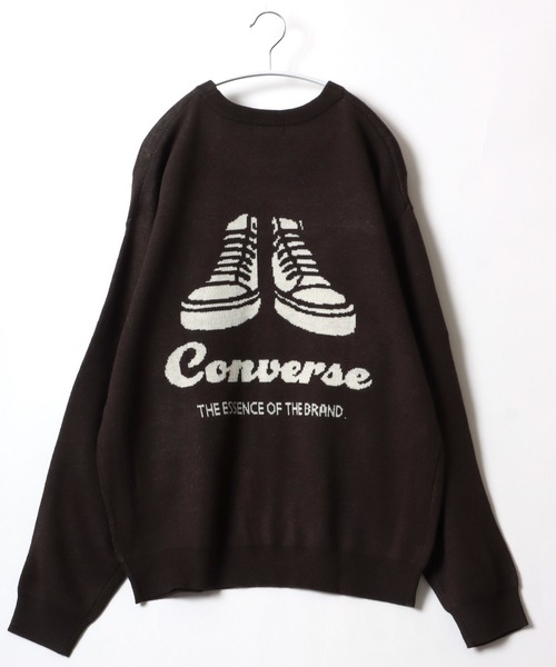 CONVERSE(コンバース)の「CONVERSE(コンバース)ハイカットスニーカーシューズ ジャガード編みバックプリントニットセーター(ニット/セーター・レディース・レッド/ライトグリーン/スミクロ/アイボリー・L/M)」の2枚目の写真