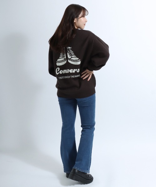 CONVERSE(コンバース)の「CONVERSE(コンバース)ハイカットスニーカーシューズ ジャガード編みバックプリントニットセーター(ニット/セーター・レディース・レッド/ライトグリーン/スミクロ/アイボリー・L/M)」の17枚目の写真