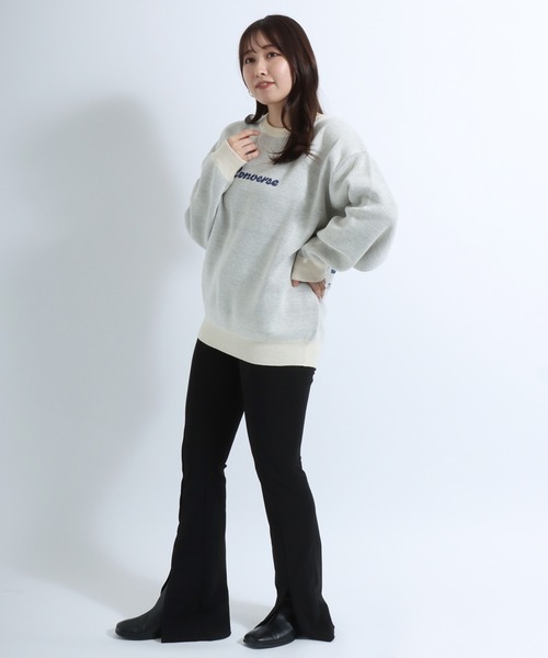 CONVERSE(コンバース)の「CONVERSE(コンバース)ハイカットスニーカーシューズ ジャガード編みバックプリントニットセーター(ニット/セーター・レディース・レッド/ライトグリーン/スミクロ/アイボリー・L/M)」の9枚目の写真