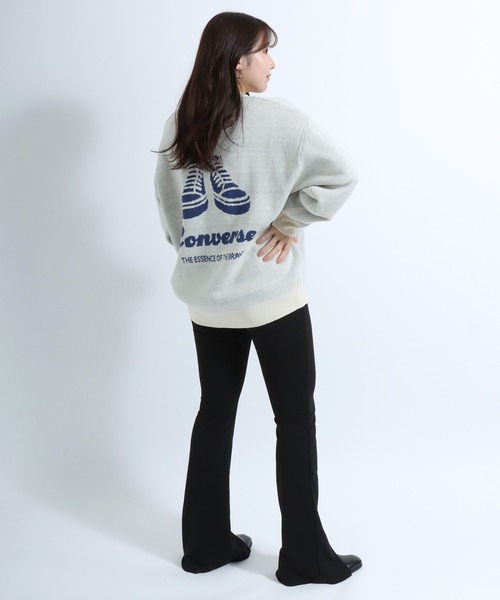 CONVERSE(コンバース)の「CONVERSE(コンバース)ハイカットスニーカーシューズ ジャガード編みバックプリントニットセーター(ニット/セーター・レディース・レッド/ライトグリーン/スミクロ/アイボリー・L/M)」の11枚目の写真