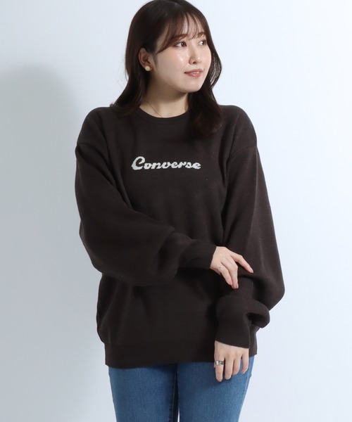 CONVERSE(コンバース)の「CONVERSE(コンバース)ハイカットスニーカーシューズ ジャガード編みバックプリントニットセーター(ニット/セーター・レディース・レッド/ライトグリーン/スミクロ/アイボリー・L/M)」の15枚目の写真