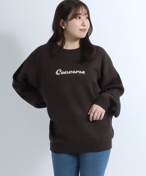 CONVERSE(コンバース)の「CONVERSE(コンバース)ハイカットスニーカーシューズ ジャガード編みバックプリントニットセーター(ニット/セーター・レディース・レッド/ライトグリーン/スミクロ/アイボリー・L/M)」の13枚目の写真