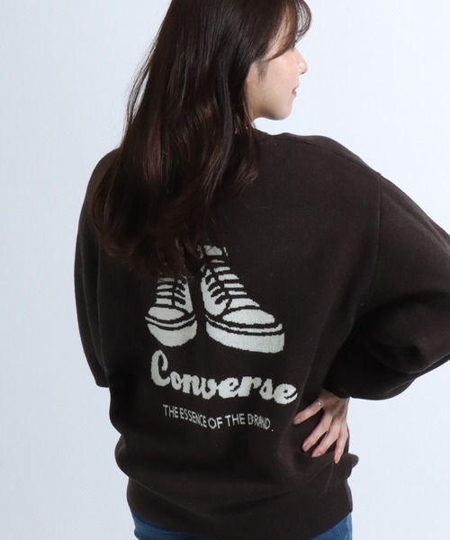 CONVERSE(コンバース)の「CONVERSE(コンバース)ハイカットスニーカーシューズ ジャガード編みバックプリントニットセーター(ニット/セーター・レディース・レッド/ライトグリーン/スミクロ/アイボリー・L/M)」の12枚目の写真