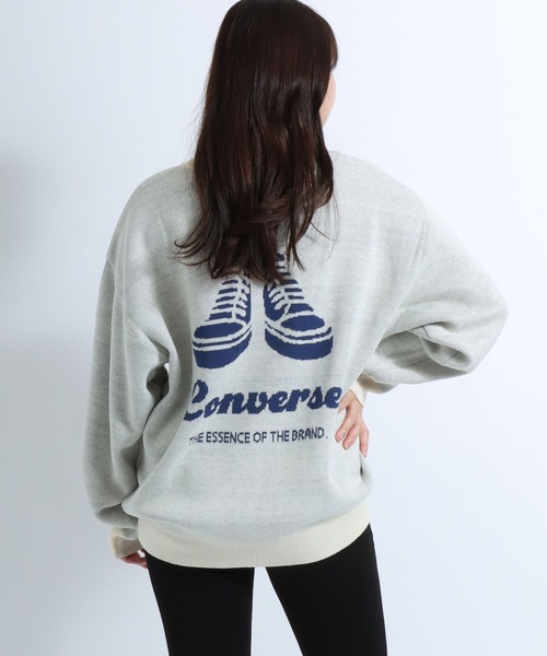 CONVERSE(コンバース)の「CONVERSE(コンバース)ハイカットスニーカーシューズ ジャガード編みバックプリントニットセーター(ニット/セーター・レディース・レッド/ライトグリーン/スミクロ/アイボリー・L/M)」の7枚目の写真