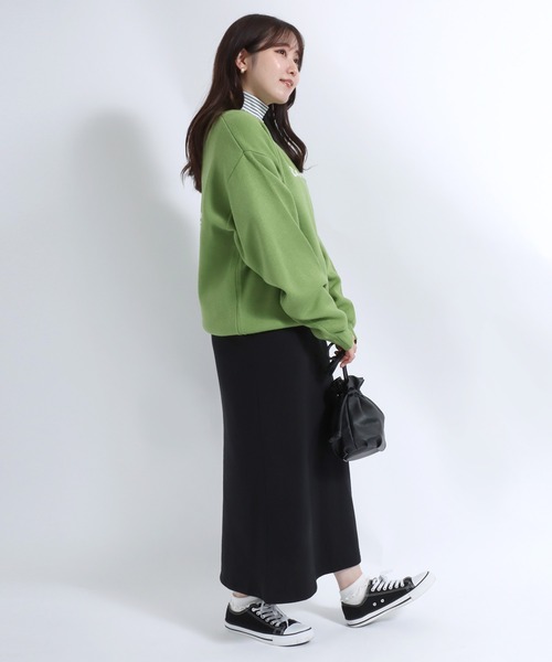 CONVERSE(コンバース)の「CONVERSE(コンバース)ハイカットスニーカーシューズ ジャガード編みバックプリントニットセーター(ニット/セーター・レディース・レッド/ライトグリーン/スミクロ/アイボリー・L/M)」の22枚目の写真