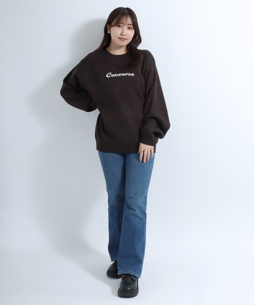 CONVERSE(コンバース)の「CONVERSE(コンバース)ハイカットスニーカーシューズ ジャガード編みバックプリントニットセーター(ニット/セーター・レディース・レッド/ライトグリーン/スミクロ/アイボリー・L/M)」の16枚目の写真