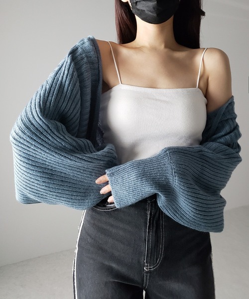 me+em select(ミームセレクト)の「※※【 9color 】2WAYリボンモヘアライクショートリブニットカーデ(カーディガン/ボレロ・レディース・ロイヤルブルー/ブルーグレー/ダークグレー/ブラック/グリーン/ピンク/ミント/アイボリー/スモークピンク・FREE)」の17枚目の写真