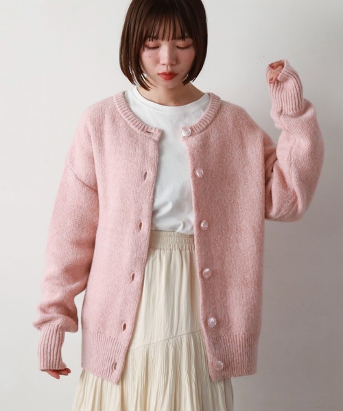 archives(アルシーヴ)の「2Way起毛クルーネックカーディガン(ニット/セーター・レディース・グリーン系その他/ピンク/オレンジ/ブルー・MEDIUM)」の14枚目の写真